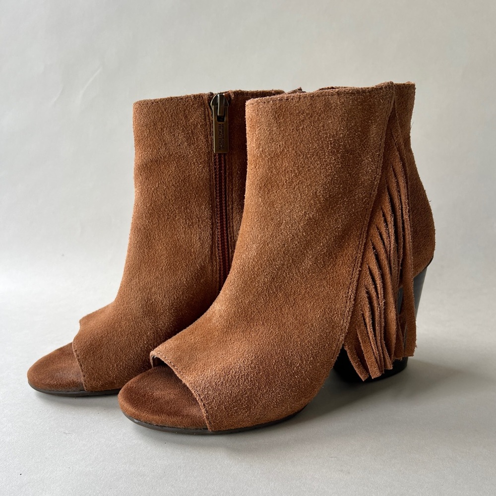 Kenneth Cole Reaction Boho Fringed Open Toe Ankle Booties